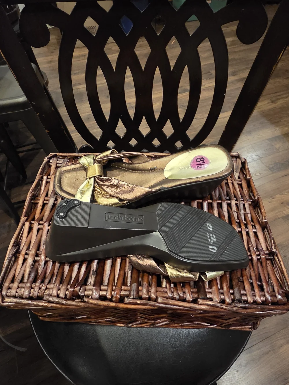 Liz Claiborne Metallic Bronze & Gold Wedge Sandals - Size 8½